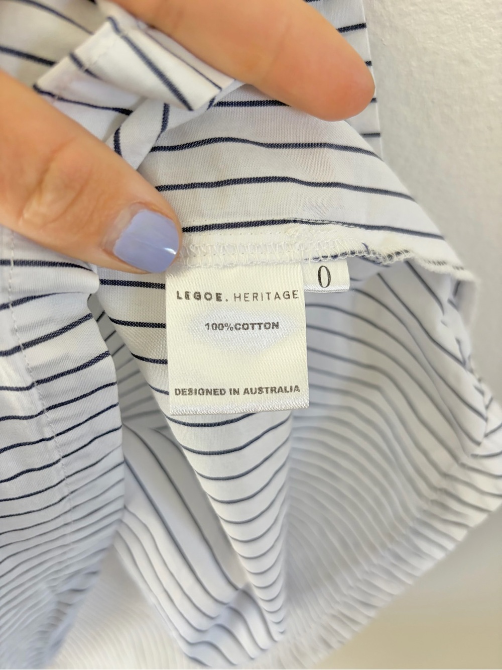 LÉGOE HERITAGE White Navy Pinstripe Cotton Sleeveless Maternity Midi Dress - Picture 8 of 12